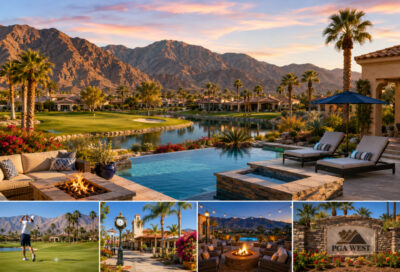 Luxury desert resort at sunset