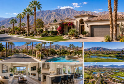 Sunny desert resort living and views
