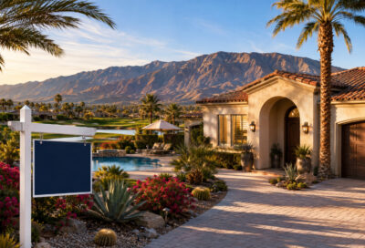 Desert luxury home at golden hour